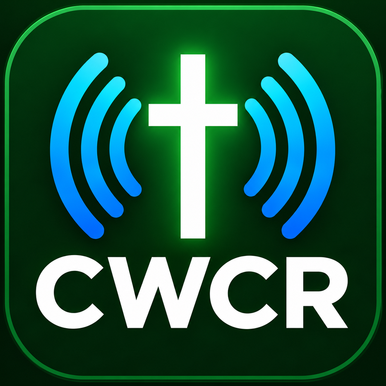 Clean Wave Christian Radio logo with a cross and blue radio waves